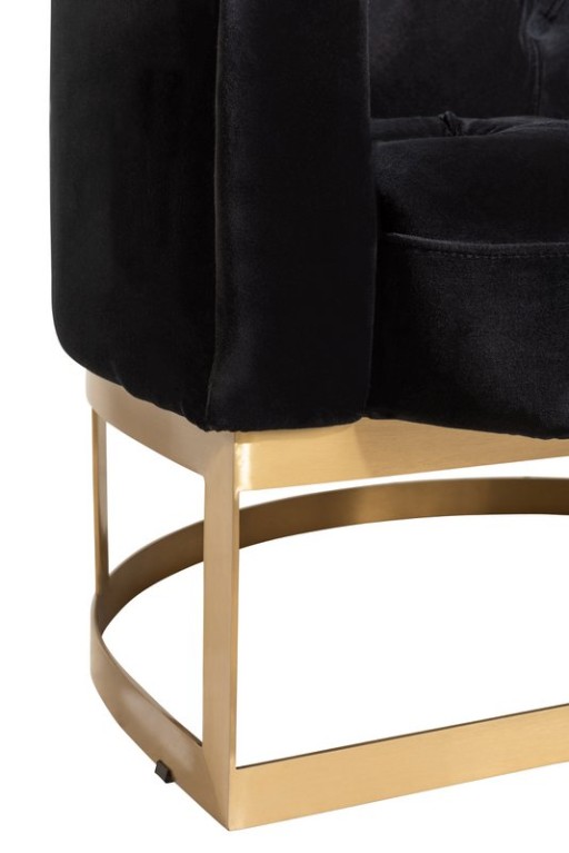 J-Line Zetel Knopen 1Kussen Wilson 1Persoon Fluweel Metaal/Berk Antraciet/Goud