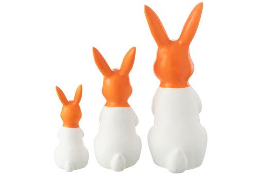 J-Line Set Of 3 Rabbits Outside MGO White/Orange
