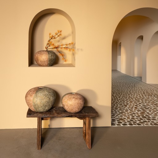 Chareece Grey Half Brown Cement Round Vase M