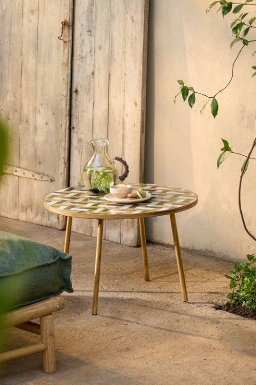 Alanza side table outside - H38 x Ø58 cm - Metal - Green