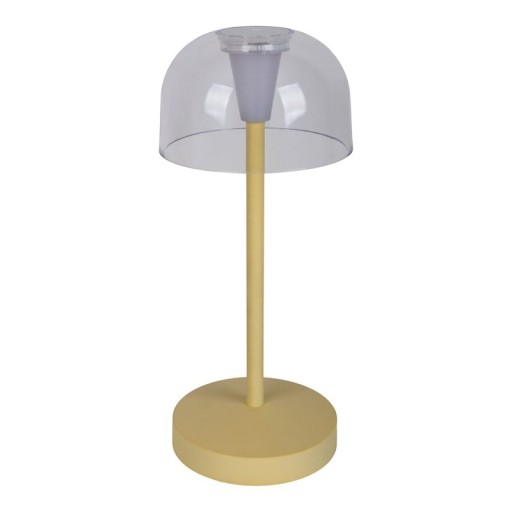 2-er Set LED battery table lamp "Gomba" for outside and inside, made of metal and plastic in yellow, 18.5 cm high