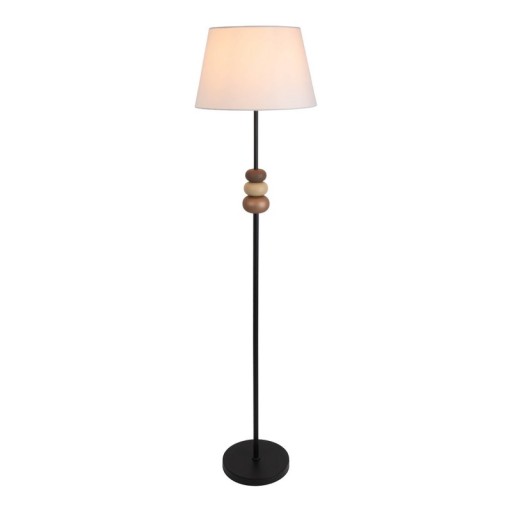 Standing lamp "Elina" 155 cm high, Ø 38 cm, metal in black/brown, text blower in white, E27