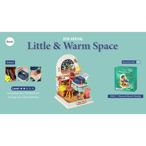 Robotime, DIY Huisje Record Mood Study, DS017, 7x7x10,5cm