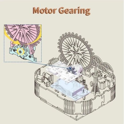 Tonecheer, Muziekdoosje, DIY 3D Houten Puzzel, Snow World, TQ071, 14x16x15,7cm