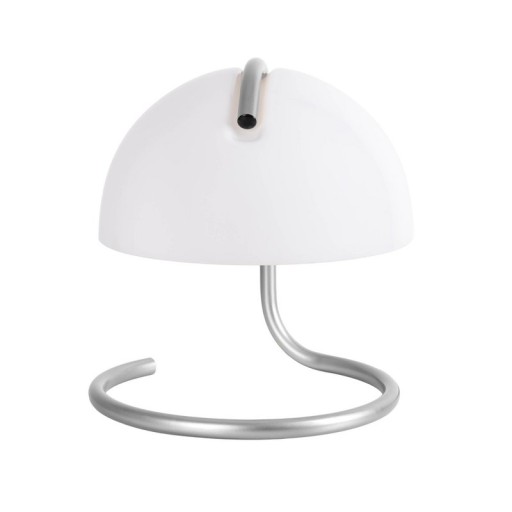 Table lamp "Burano" white, approx. 25 cm high, Ø 23.5 cm, made of chrome -colored metal and black glass, E27.