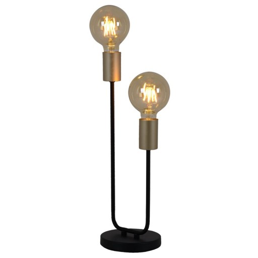 Table lamp 2-flame. "Modo" made of metal in black, versions in gold, E27 socket, table lamp for living room, dining room, kitchen, hallway, hallway or office, 45 x 14 cm
