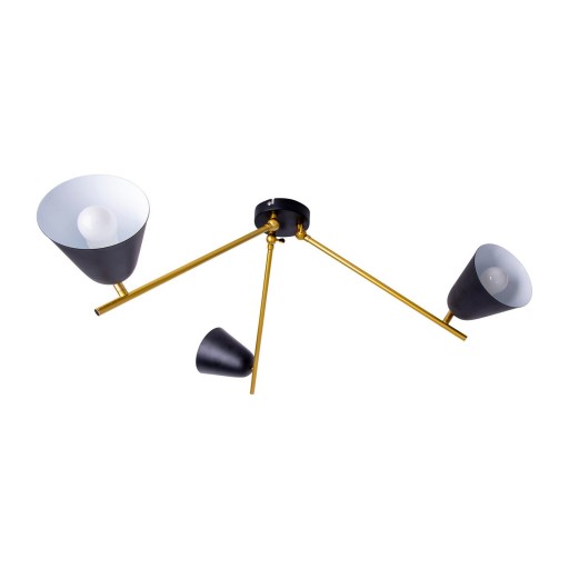 3-zits plafondlicht "Triton" gemaakt van black metal met E27-versie, verlichting voor woonkamer, eettafel of kantoor