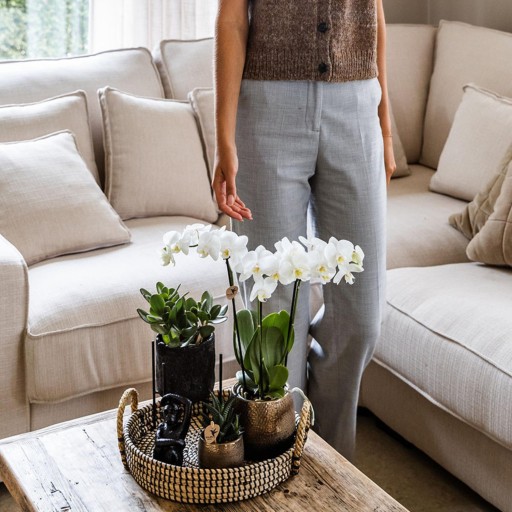 Kolibri Home | Decoratieschaal - Zwart gevlochten dienblad Ø30cm