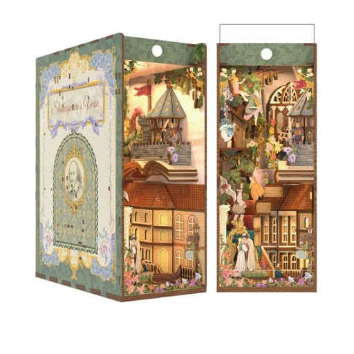 DIY Book Nook Bookend Shakespear's Fresh Including Dust cover, Tone-Cheer, TQ129, 18 x 9.8 x 24.5 cm4