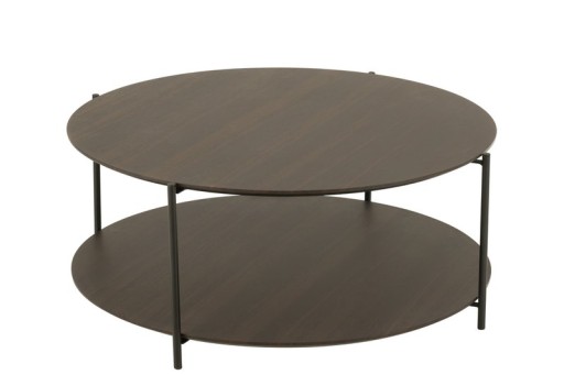 J -Line Coffee Table Round - Wood/Metal - Dark Brown - Small