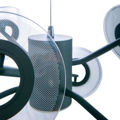 LED Pendelleuchte "DISCUS" aus schwarzem Metall und weißem Kunststoffmit fest verbauten LEDs, Hängelampe für Esszimmer, Wohnzimmer, Diele oder Büro mit einem Øvon ca. 57 cm