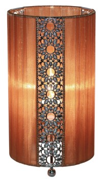 Fabric table lamp "Sheryl" made of metal, plastic and textile in brown, E14