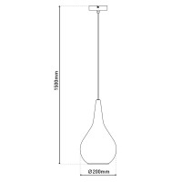 Pendant lamp "Gota", retro classic pendant lamp made of black smoke glass Ø 20 cm, with E27 versions, 150 high, ideal for dining room, living room and kitchen.