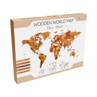 Art Wooden Wall Puzzle World Map Choco World, Eco Wood Art, Size L, 2727, 192x105 cm