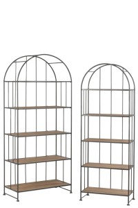J-Line Rack Round - metal/wood - brown
