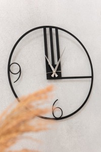 J-Line Lines clock - metal - black - S - Ø 49 cm