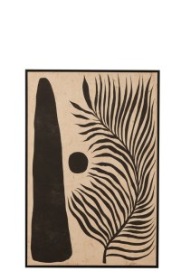 J-Line Frame Leaf Abstract Wood/Canvas Brown/Black