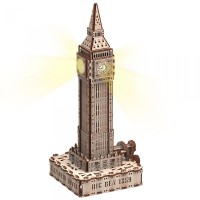 Mr. Playwood 3D Wooden Puzzle, Big Ben with LED lighting, 10206, 18.5x16x40cm