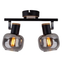 2 SPOT ceiling lamp "Fumoso", metal ceiling lamp and smoke glass in black, and nature, with E14 socket, for dining room, living room, hallway or office, 40 x 20 cm