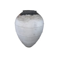 Jinsu White Round GRC Jar Pot With Lines Low