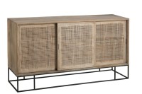 J-Line Woven Reed cabinet - 3 sliding doors - wood/metal - natural