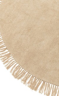 J-Line carpet Round + Fringes - cotton - beige