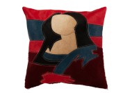 J-Line cushion Woman - leather - black/red/beige