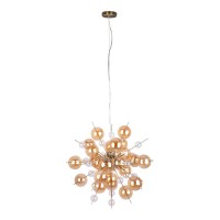 Pendelleuchte "EXPLOSION" amber aus Metall und Glas, G9 Fassungen, Hängelampe für Esszimmer, Wohnzimmer, Diele oder Büro, Hängelampe Øca. 65 cm