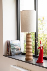 J-Line Table Lamp Screw Thread Wood Natural Gray