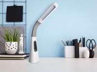 LED table light "Ventu" with fan, with touch, dimmable, made of white plastic, firmly built-in LEDs, 40 cm high
