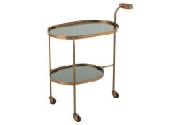 J-Line serving cart Oval 2 levels - iron/glass - black/bronze