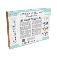 Eco Wood Art Wooden Wall Puzzle World Map Emerald Planet, Size M, 2666,144x79x1,2cm