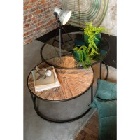 J-Line Set Van 2 Salontafels Rond Metaal Zwart - 91 x 91 x 41 cm