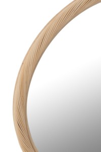 J-Line wall mirror Rond Rotan/glass Naturel Medium