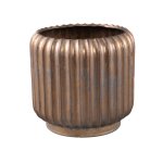 Eevie Bronze Round Ceramic Pot With Lines L