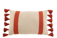 J-Line cushion Beach Grooves Rectangle - cotton - coral