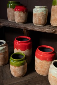Breffni Green Round Terra Pot Glazed Top M