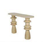 Callain Natural Mango Wood Side Table Marble Oval