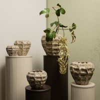 Cedric Cream Ceramic Round Wavy Pot Mixed Colors L