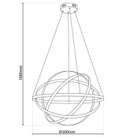 LED pendant lamp "Cosmos" metal and plastic in chrome, Ø60 cm, with firmly built -in LEDs, lighting for living room, dining room or office.