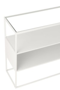 J-Line Console Square Metal/Glass White