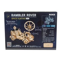 3D Wooden Solar Powered Puzzle Rambler Rover, Robotime, LS401, 18x8.5x13cm