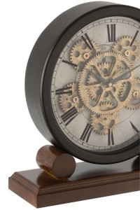 J-Line clock on foot - wood - gold/black - Ø 35 cm