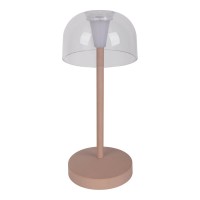 2-er Set LED battery table lamp "Gomba" for outside and inside, made of metal and plastic in Frosted Almond, 18.5 cm high