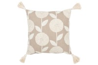 J-Line cushion Flowers/Leaves - cotton - taupe/beige