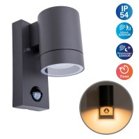 Outside wall lamp "Romb" with motion detector, anthracite -colored aluminum, timer, changeable lamp, 7 x 12.5 x 16.4 cm
