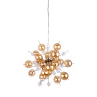 Pendelleuchte "EXPLOSION" amber aus Metall und Glas, G9 Fassungen, Hängelampe für Esszimmer, Wohnzimmer, Diele oder Büro, Hängelampe Øca. 65 cm
