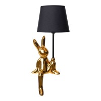 Table lamp "Helge" Ø 18 cm, height approx. 45 cm, made of ceramic in black and gold, black text blades