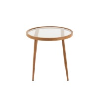 J-Line bijzettafel Rond - metaal/glas - naturel