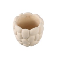 Mikay White Cement Round Smooth Rock Pattern Pot L